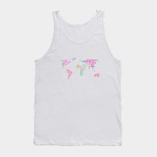 World Map Travel Text Word Cloud Tank Top